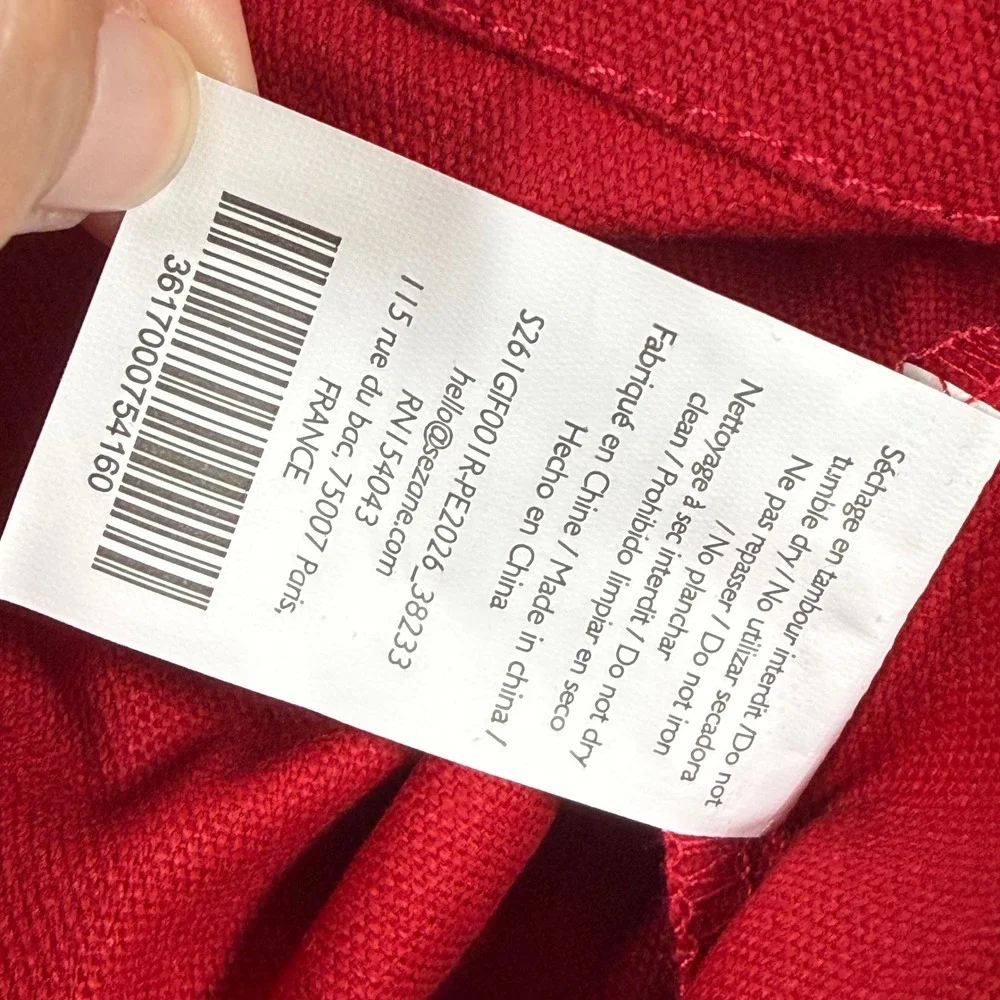 Sezane Red LOVE‎ Graphic Cotton Canvas Tote Bag Paris French Chic Shopping Bag